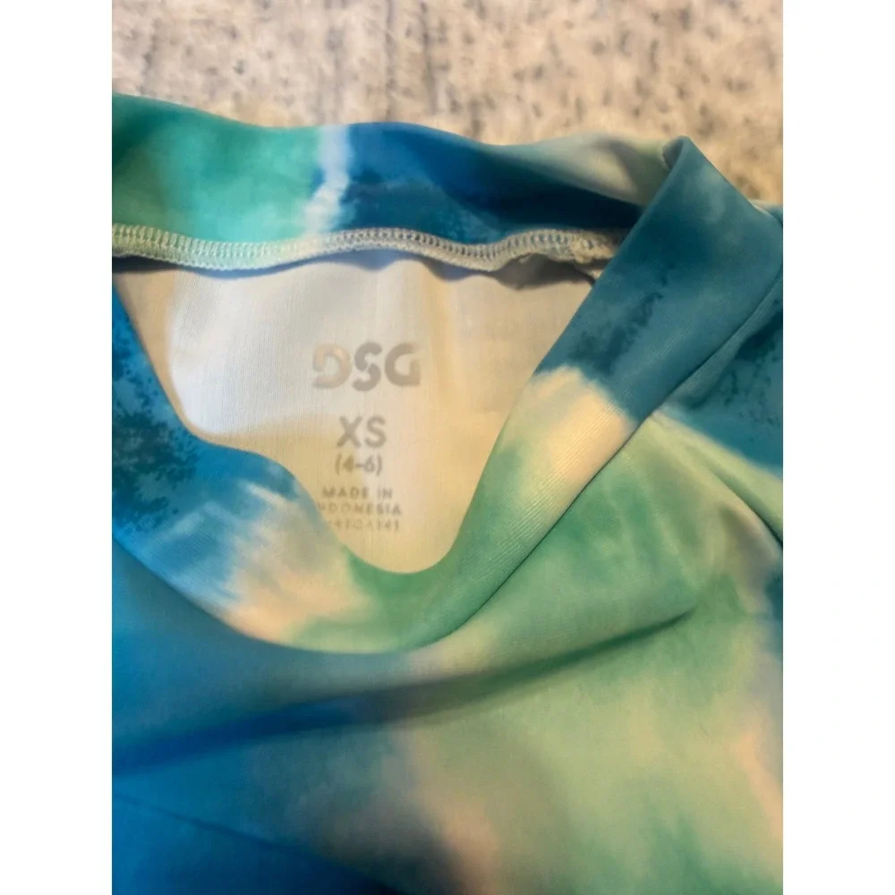 DSG Girls Long Sleeve Swim Rash Guard‎ Spring Tie Dye UPF 50 XS